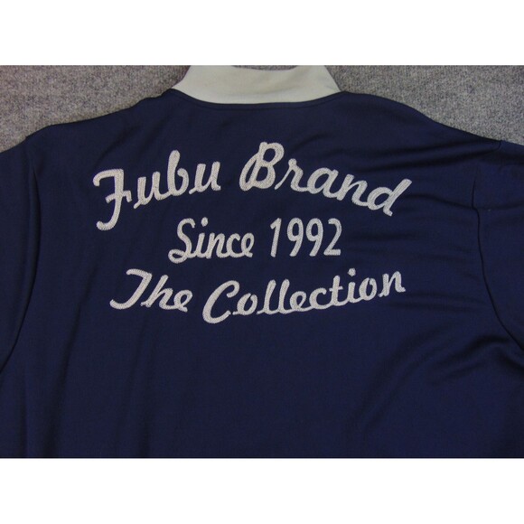 FUBU Jacket Mens Large Blue Gray Coat The Collection 90s Y2K - Picture 6 of 9